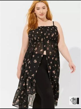 Torrid sz 1 Chiffon Button Up Sleeveless Tunic